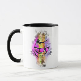 Mug chat couleurs lunettes de soleil マグカップ
