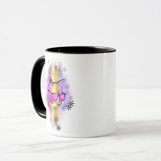 Mug chat couleurs lunettes de soleil マグカップ (正面左)