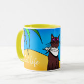 Mug chat en vacances "Cat life" マグカップ (正面左)