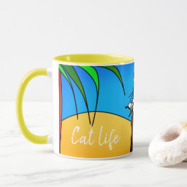 Mug chat en vacances "Cat life" マグカップ