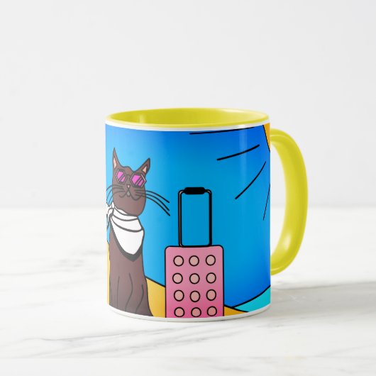 Mug chat en vacances "Cat life" マグカップ (正面右)
