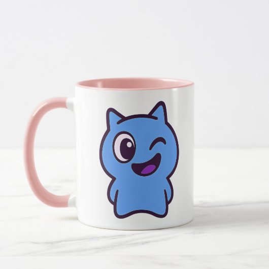 Mug chat sympa avec clin d'œil. マグカップ (左)