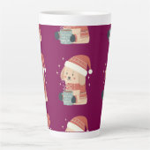 Mug Chien de Noël Bonnet Écharpe Pastel - Life is  カフェラテマグ (正面)
