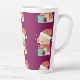 Mug Chien de Noël Bonnet Écharpe Pastel - Life is  カフェラテマグ