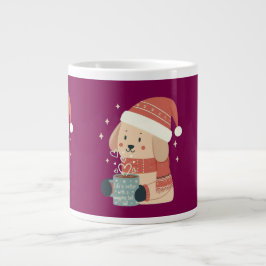 Mug Chien de Noël Bonnet Écharpe Pastel - Life is  ジャンボコーヒーマグカップ