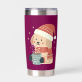 Mug Chien de Noël Bonnet Écharpe Pastel - Life is  保温保冷タンブラー (背面)