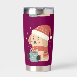 Mug Chien de Noël Bonnet Écharpe Pastel - Life is  保温保冷タンブラー