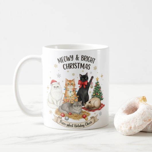 Mug Christmas Gift for Cat Lovers コーヒーマグカップ (ドーナツ)