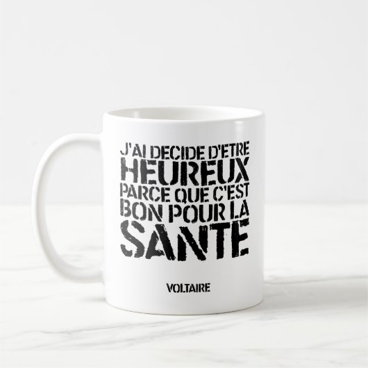 MUG : Citation — Voltaire コーヒーマグカップ (左)