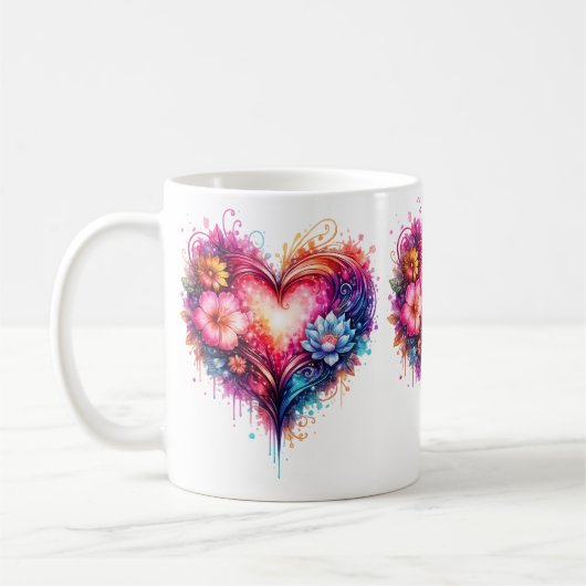 Mug cœur artistique coloré コーヒーマグカップ (左)