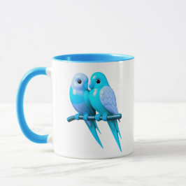Mug couple d’oiseaux bleu clair. マグカップ