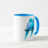 Mug couple d’oiseaux bleu clair. マグカップ (正面右)