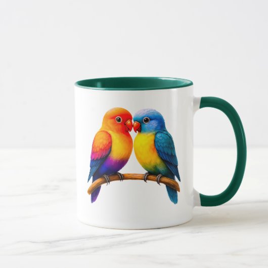 Mug couple d'oiseaux colorés マグカップ (右)