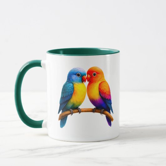 Mug couple d'oiseaux colorés マグカップ (左)