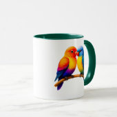 Mug couple d'oiseaux colorés マグカップ (正面右)