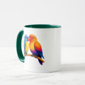 Mug couple d'oiseaux colorés マグカップ (正面左)