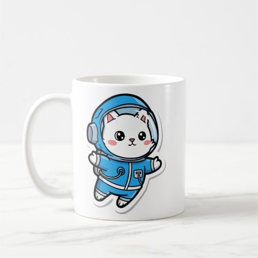 Mug Cute Astronaut Cat Kawaii コーヒーマグカップ (左)