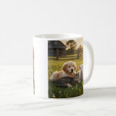 Mug Cute pets group, Golden Retriever and cat. コーヒーマグカップ (正面右)