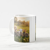 Mug Cute pets group, Golden Retriever and cat. コーヒーマグカップ (正面左)