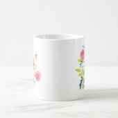 Mug Cute pink bird on a branch. コーヒーマグカップ (中央)