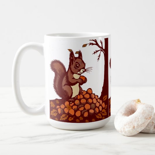 Mug d'Automne Écureuil Cosy et Récolte de Saison コーヒーマグカップ (ドーナツ)