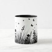 mug decorated with butterflies and flowers,  マグカップ (中央)