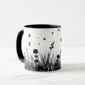 mug decorated with butterflies and flowers,  マグカップ (正面左)