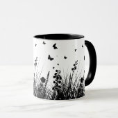 mug decorated with butterflies and flowers,  マグカップ (正面右)