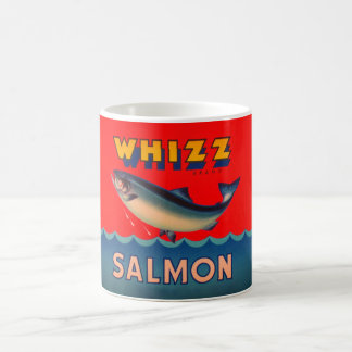 Mug decorated with vintage Alaskan salmon  label コーヒーマグカップ