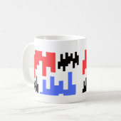 Mug décoratif pixels rouge et bleu. コーヒーマグカップ (正面左)