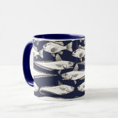 Mug Deep-Sea Fish Art blue マグカップ (正面左)