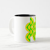 Mug demi-cercles triangles vert jaune ツートーンマグカップ (正面左)