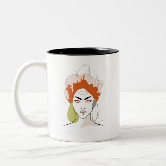 Mug dessin femme "She World" ツートーンマグカップ (左)