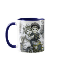 Mug deux enfants dans une voiturette.