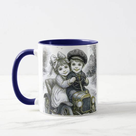 Mug deux enfants dans une voiturette. マグカップ (左)