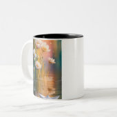 Mug Dreamy Paper Boat & White Flowers at Sunset –  ツートーンマグカップ (正面左)