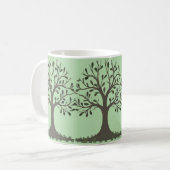 🌳 Mug en Céramique Arbre de Vie Vert Pâle コーヒーマグカップ (正面左)