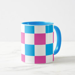 Mug en céramique avec motif à carreaux colorés. マグカップ
