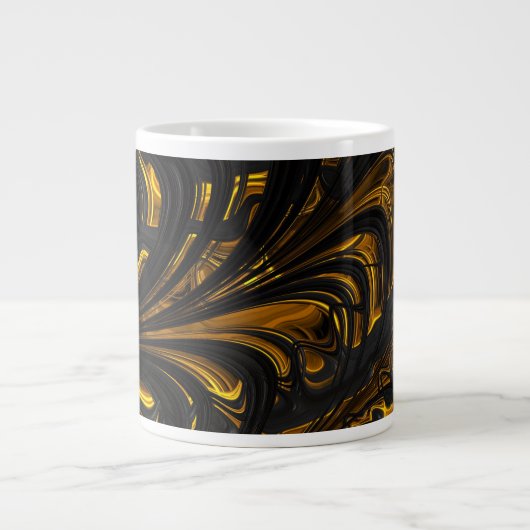 Mug - F1489 "黒い金ゴールドフロー" ジャンボコーヒーマグカップ (正面)