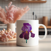 Mug fleur iris violet aquarelle