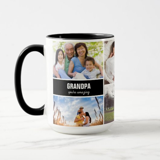 Mug for Grandpa familyフォトコラージュパーソナライズされた マグカップ (左)