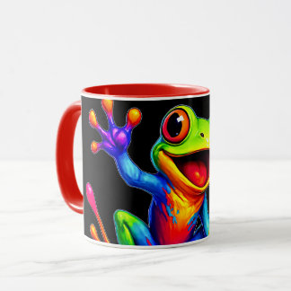 Mug fun et éclatant, grenouille colorée joyeuse. マグカップ