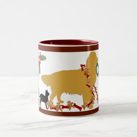 Mug~Goldenのレトリーバーのクリスマス ツートーンマグカップ (中央)