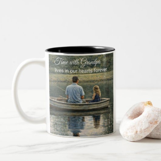 Mug Grandpa Fishing With Granddaughter ツートーンマグカップ (ドーナツ)