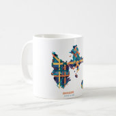 Mug Guadeloupe – Carte mosaïque des îl コーヒーマグカップ (正面左)