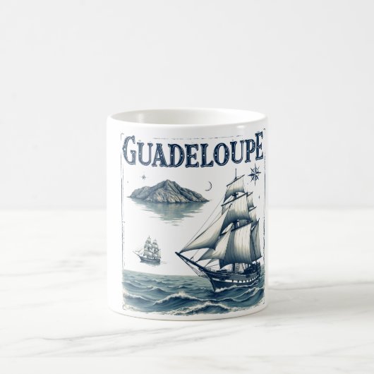 Mug Guadeloupe – Souvenir navire vintage コーヒーマグカップ (中央)