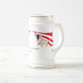 MUG : HAPPY 4OF 7月英語のPUG犬 ビールジョッキ (正面右)