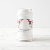 MUG : HAPPY 4OF 7月英語のPUG犬 ビールジョッキ (中央)