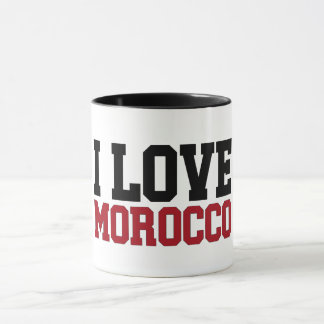 Mug I Love Morocco typographie rouge et noire マグカップ