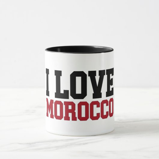 Mug I Love Morocco typographie rouge et noire マグカップ (中央)